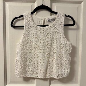 Abercrombie & Fitch Sleeveless White Eyelet Crop Top, S